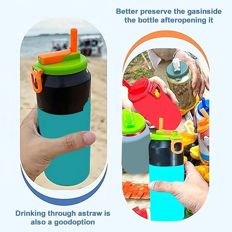 Reusable Soda Can Lid with Straw – Leak-Proof Cap & Stopper for Standard Soda, Juice & Cola Cans