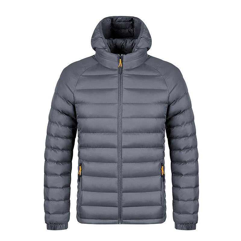 Men’s Lightweight Hooded Winter Jacket – Warm Zipper Coat with Pockets & Portable Design
