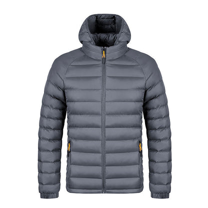 Men’s Lightweight Hooded Winter Jacket – Warm Zipper Coat with Pockets & Portable Design