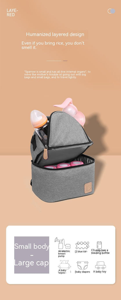 Double-Layer Insulated Breast Milk Storage Bag – Fashionable Thermal Mummy Bag with Thick Ice Pack for Nursing Moms
