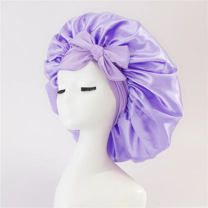 Silk Satin Sleep Bonnet for Women – Night Hair Cap with Tie Band for Curly & Natural Hair