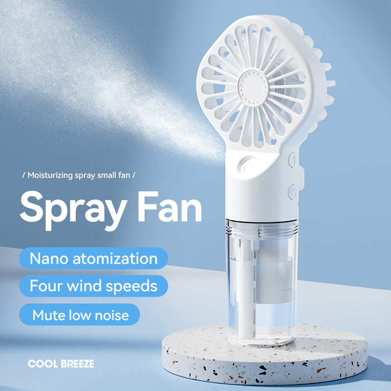 Portable Handheld Spray Fan – 4-Speed USB Rechargeable Mist Cooling Fan for Outdoor Summer Use