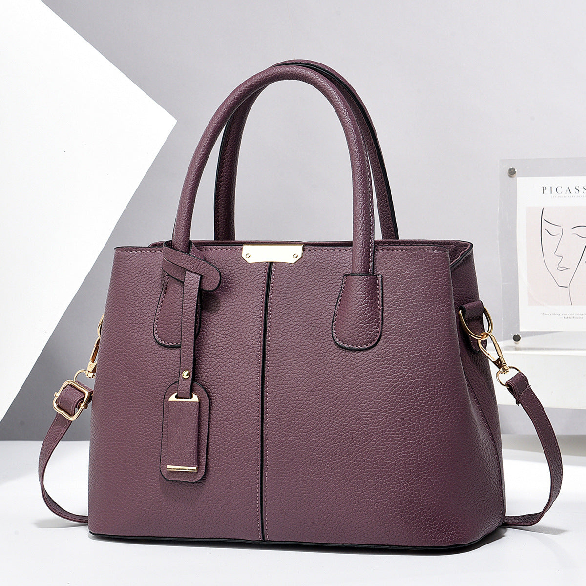 Women's PU Leather Handbag – Large-Capacity Square Tote & Crossbody Shoulder Bag