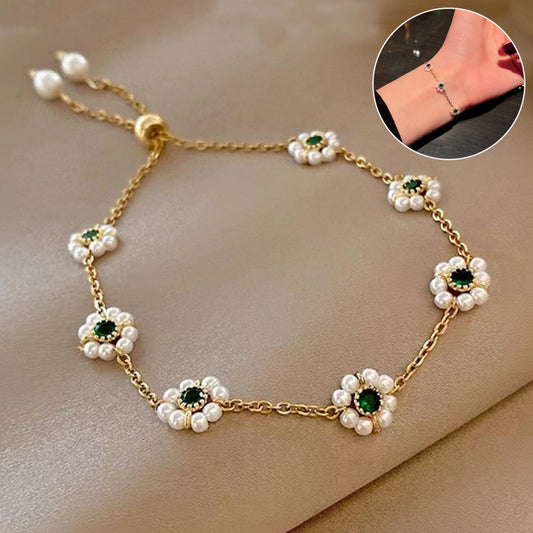 Adjustable Pearl Flower Bracelet – Elegant All-Match Fashion Chain Jewelry for Women