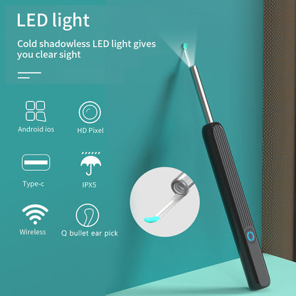 NE3 Wireless Ear Wax Removal Tool with Camera – LED Otoscope Ear Cleaner Kit for iPhone & Android