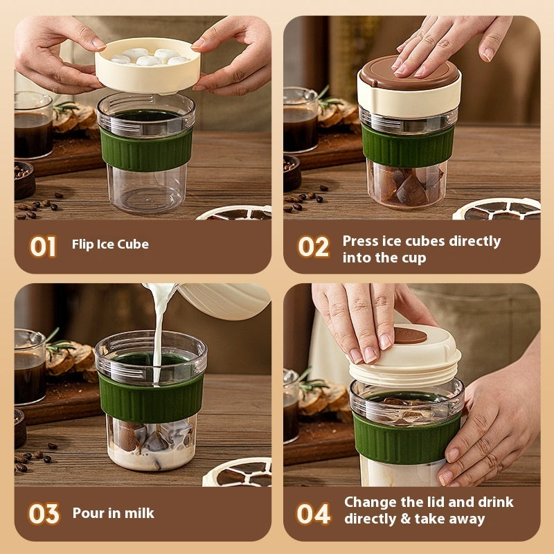 Portable Cold Brew Coffee Cup with Ice Tray – Reusable Iced Coffee Tumbler for On-the-Go Refreshment