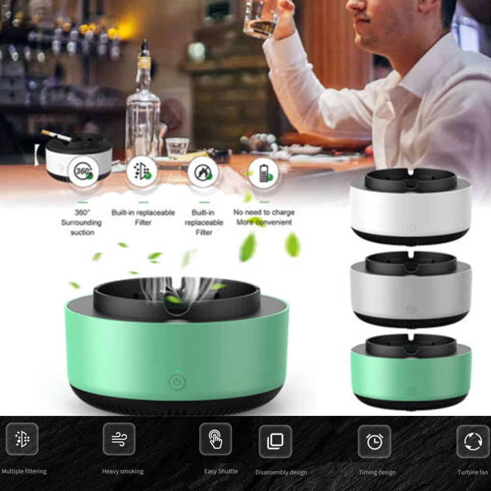 Portable Ashtray with Air Purifier – Automatic Anion Odor Remover for Home & Car Use