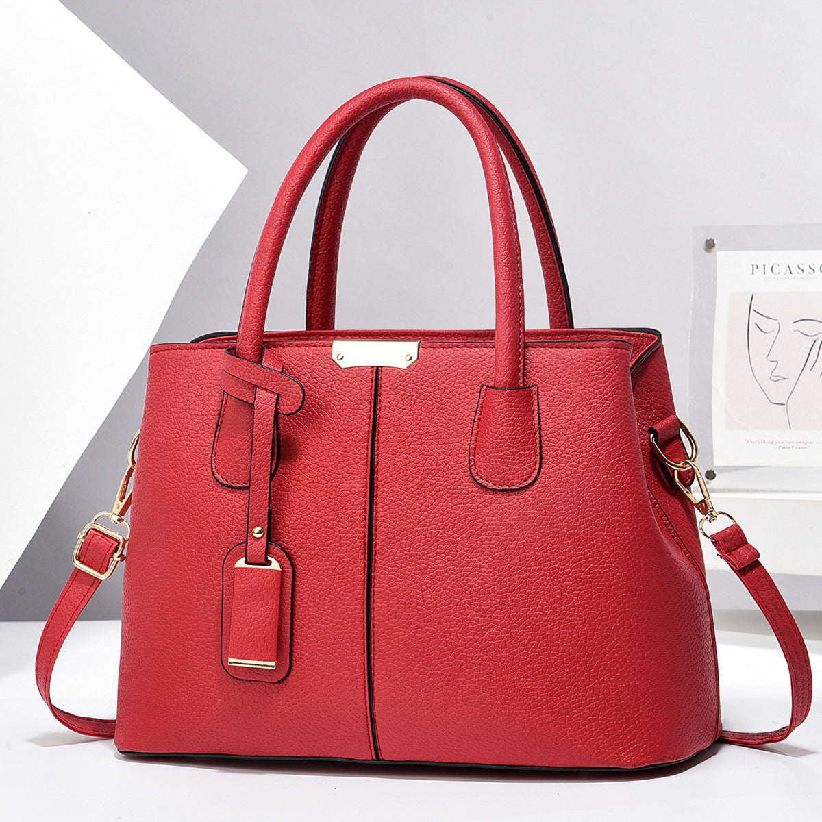 Women's PU Leather Handbag – Large-Capacity Square Tote & Crossbody Shoulder Bag