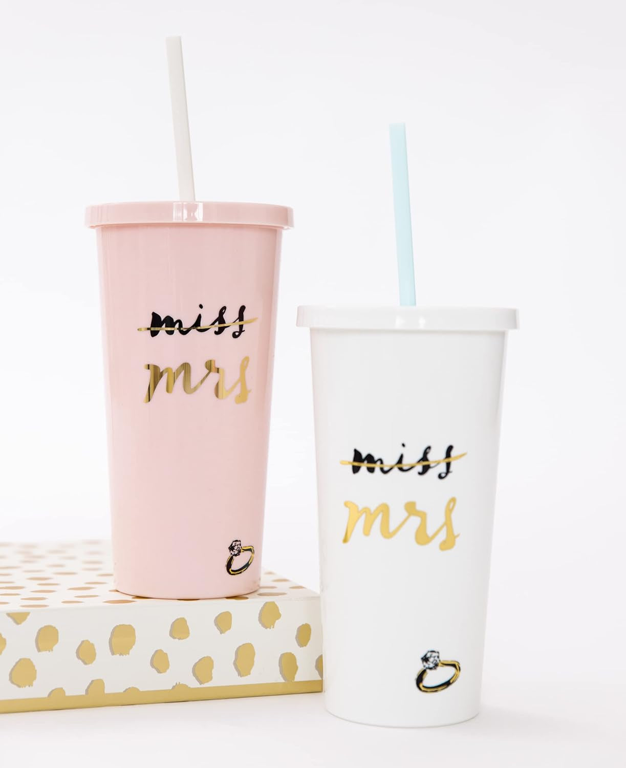 Bridal Insulated Tumbler with Reusable Straw, 20Oz, Miss to Mrs. (White)