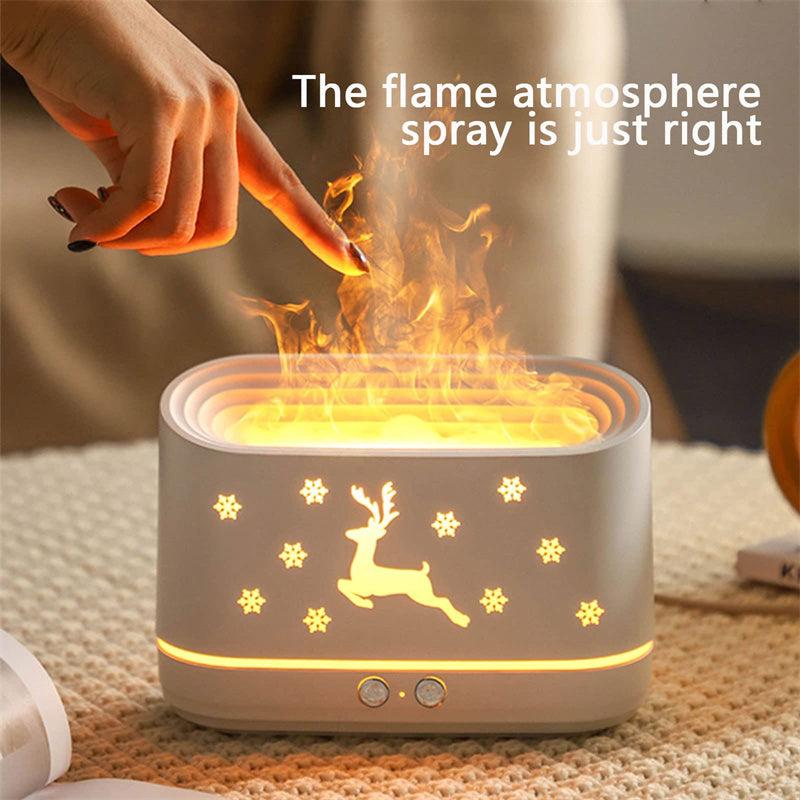 Elk Flame Humidifier Diffuser – Silent Aroma Mist Maker & Ambient LED Lamp for Home Decor