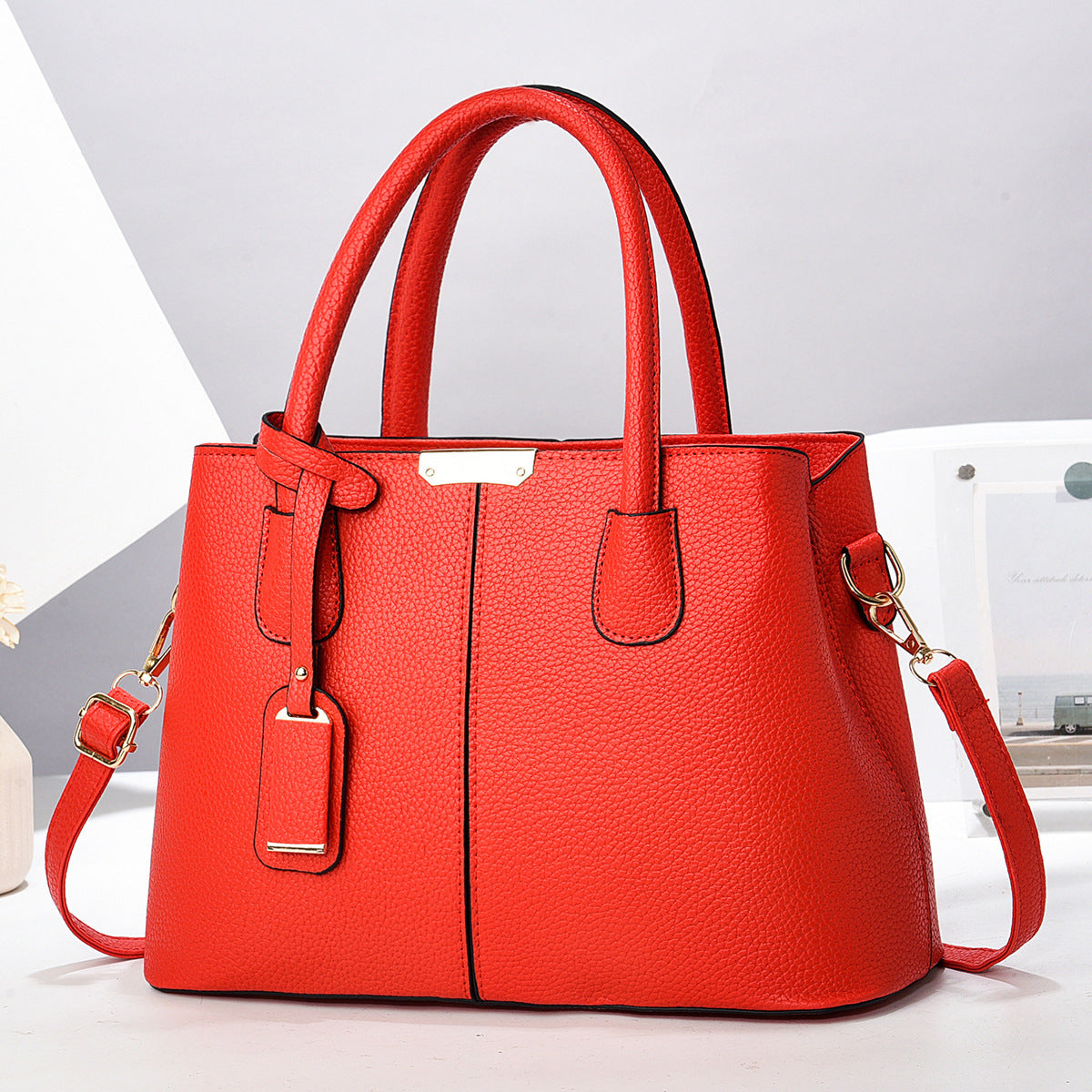 Women's PU Leather Handbag – Large-Capacity Square Tote & Crossbody Shoulder Bag