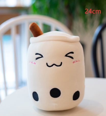 Cute Boba Tea Plush Pillow – Soft Strawberry Milk Tea Bubble Tea Stuffed Toy Cushion for Kids & Gifts