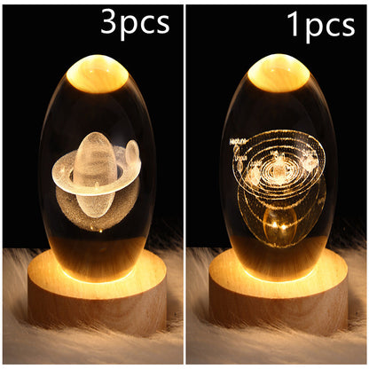 3D Galaxy Crystal Ball Night Light – LED Planet & Moon Table Lamp for Bedroom, Kids Room & Party Decor
