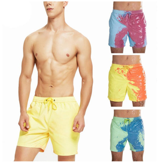 Men’s Color-Changing Swim Trunks – Quick-Dry Summer Beach Shorts with Magic Heat Reactive Fabric