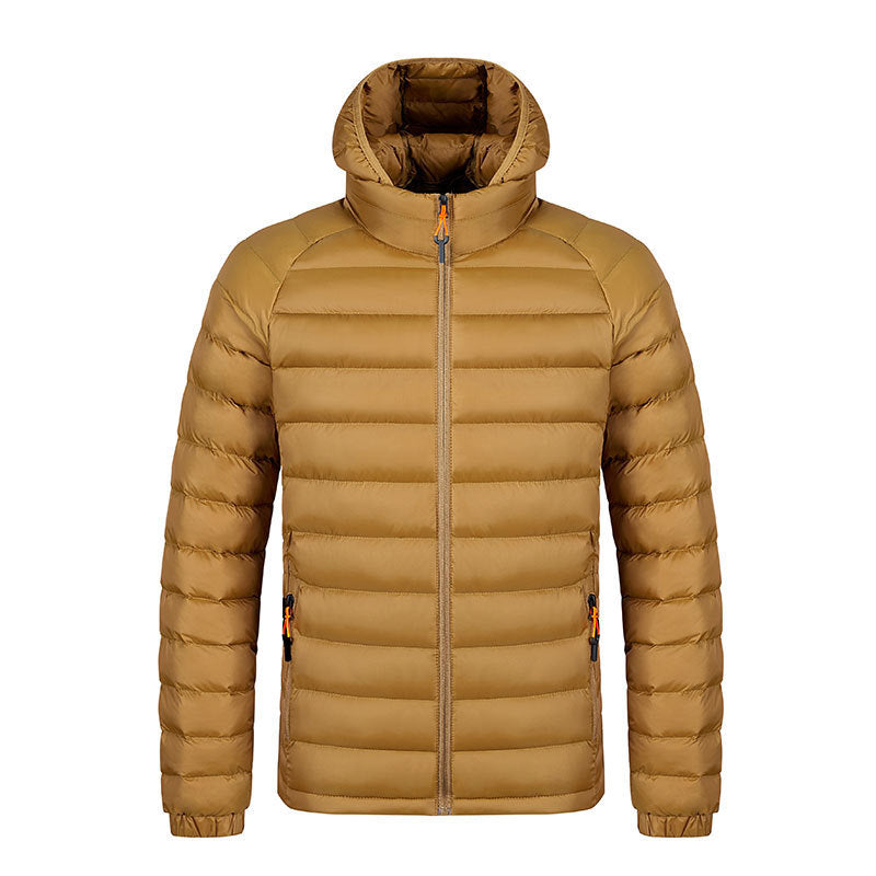 Men’s Lightweight Hooded Winter Jacket – Warm Zipper Coat with Pockets & Portable Design