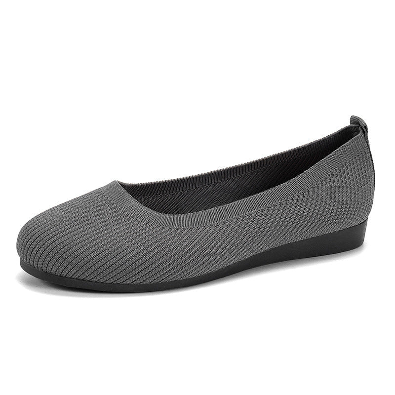 Women’s Round Toe Slip-On Flats – Casual Knit Mesh Shoes with Soft, Comfortable Fit