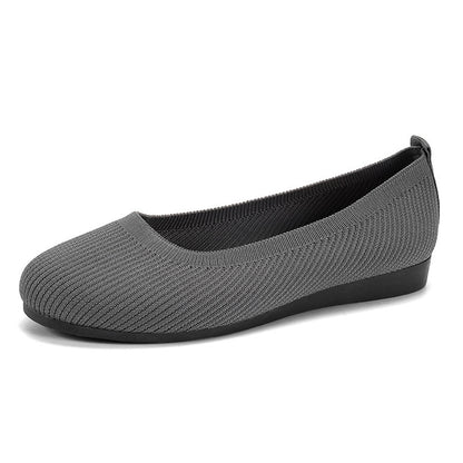 Women’s Round Toe Slip-On Flats – Casual Knit Mesh Shoes with Soft, Comfortable Fit