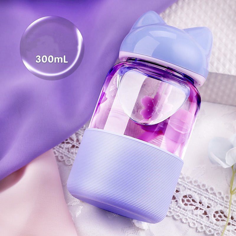 Bunny Borosilicate Glass Water Bottle – Cute & Durable Leak-Proof Bottle for Kids & Adults