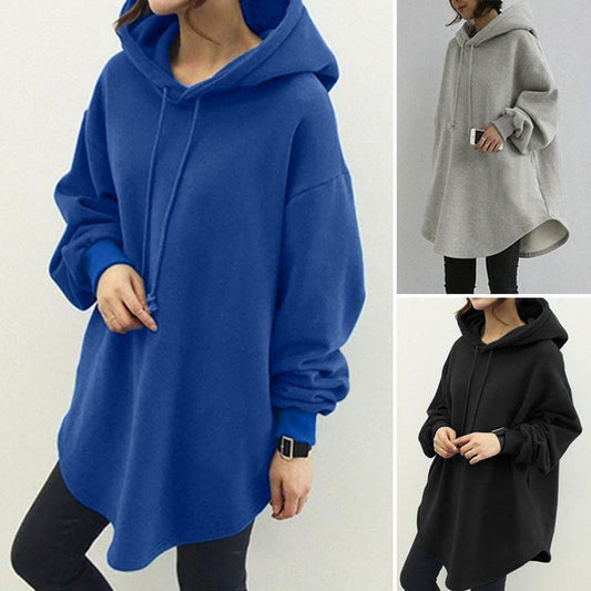Cozy Casual Hooded Sweatshirt – Long Sleeve, Loose Fit with Front Pocket & Drawstring