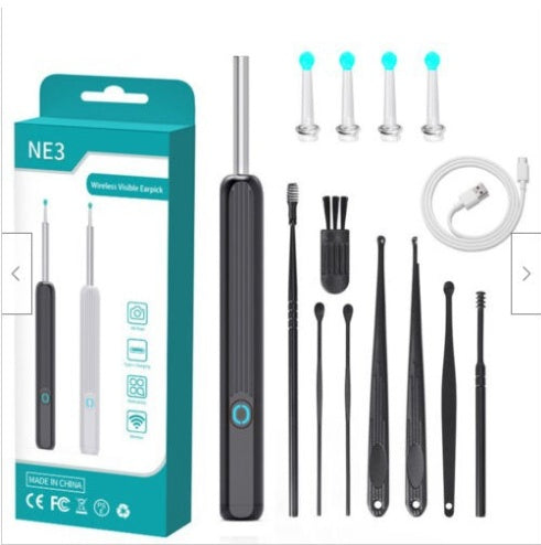 NE3 Wireless Ear Wax Removal Tool with Camera – LED Otoscope Ear Cleaner Kit for iPhone & Android