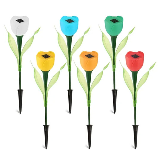 6-Pack Solar Powered Tulip Garden Lights – Waterproof LED Flower Landscape Decor for Yard, Pathway & Patio