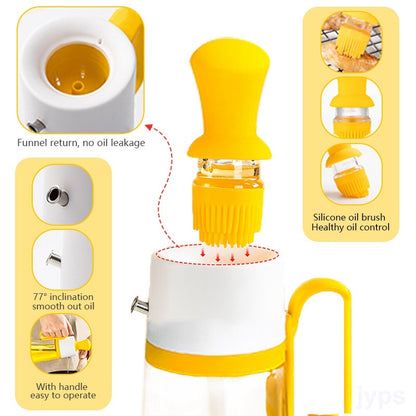 2-in-1 Oil Dispenser with Silicone Brush – Glass Bottle for BBQ, Cooking & Seasoning | Kitchen Spray Bottle Tool