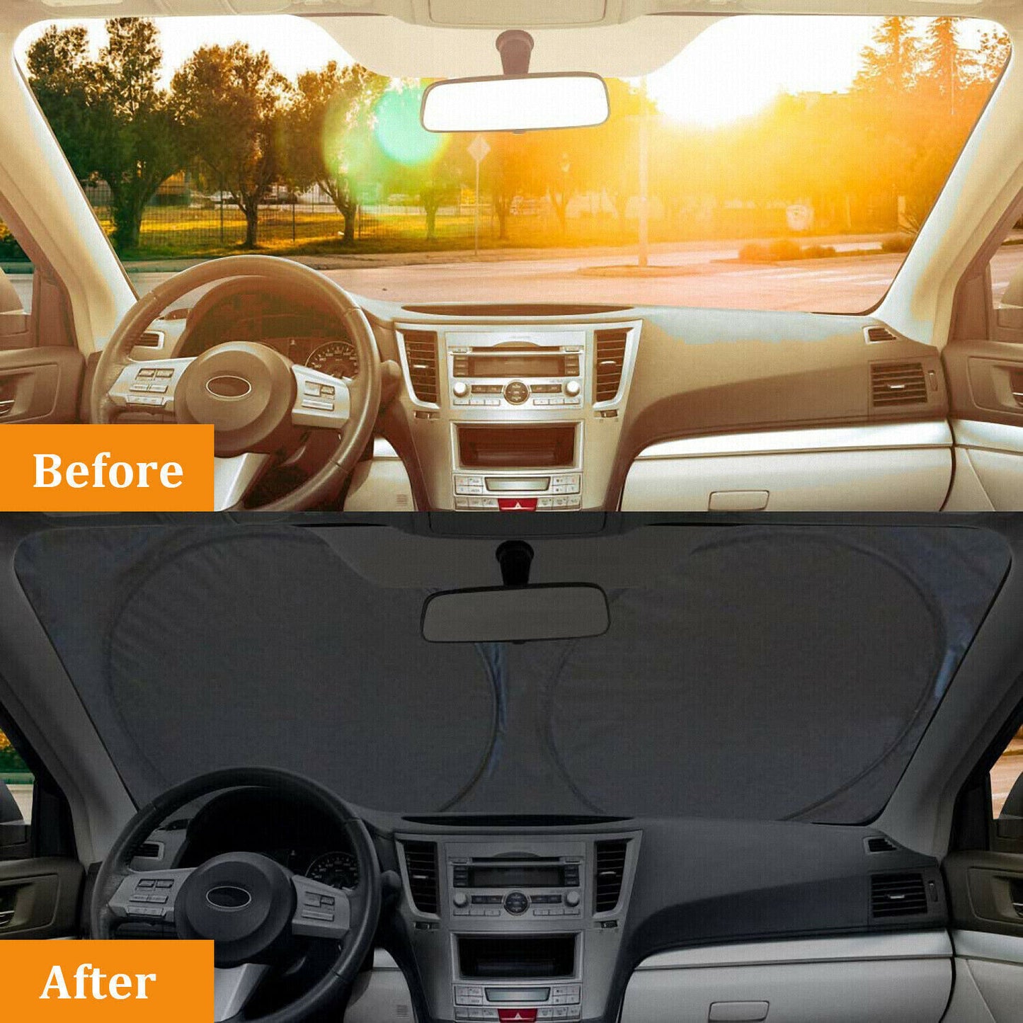 Foldable Car Sunshade for Windshield & Rear Window – UV Protection Sun Visor with Suction Cups, Keeps Interior Cool
