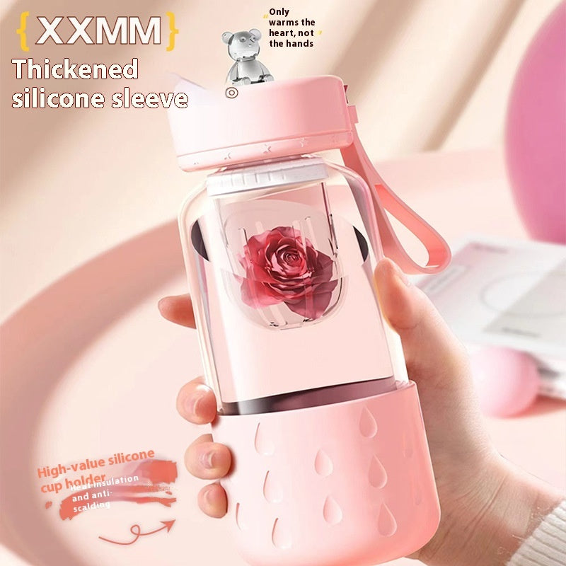 Magnetic Glass Tea Infuser Bottle – Leak-Proof Tumbler with Tea-Water Separation & Built-In Filter