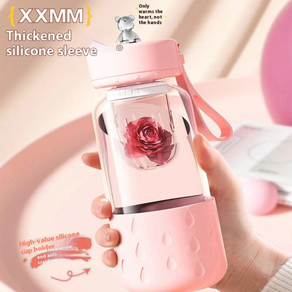 Magnetic Glass Tea Infuser Bottle – Leak-Proof Tumbler with Tea-Water Separation & Built-In Filter