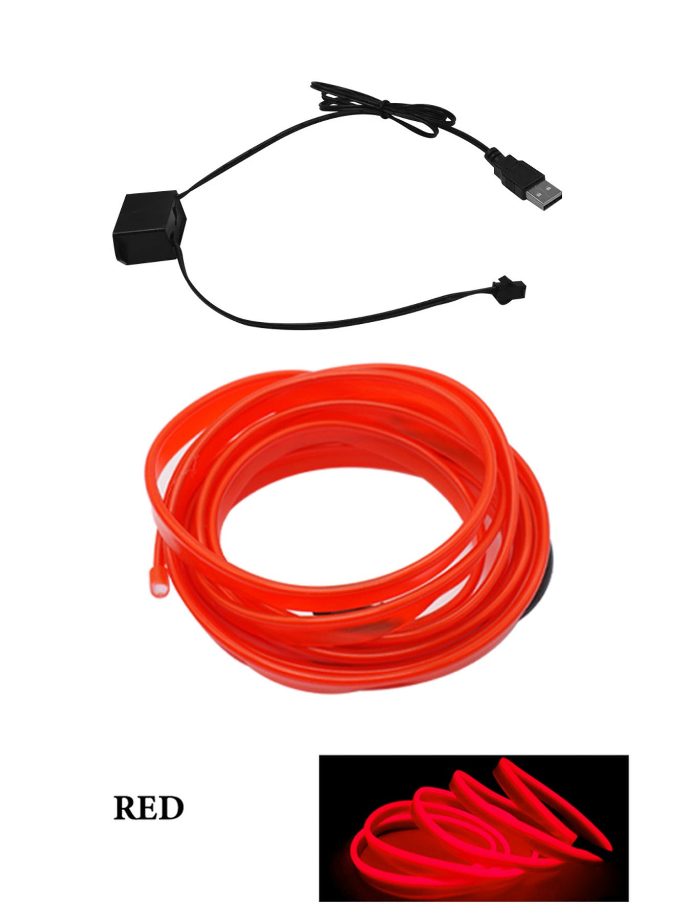USB Car LED Ambient Light Strip – Interior Cold Light Accent for Dashboard & Door Trim