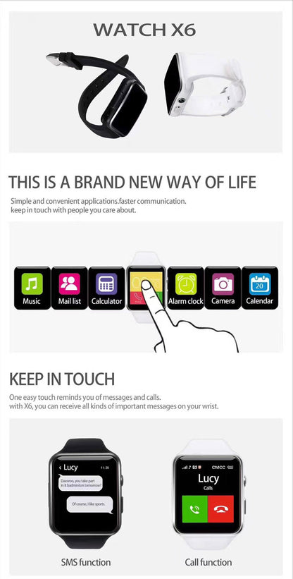 Luxury 1.54'' Bluetooth Smartwatch – Touchscreen SIM Card Phone Watch with Camera, Fitness Tracker & Social App Support