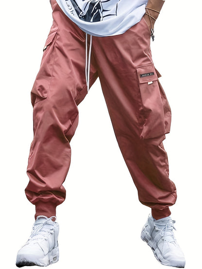 Men’s Multi-Pocket Cargo Pants – Casual Hip-Hop Streetwear Drawstring Trousers for Outdoor & Sports