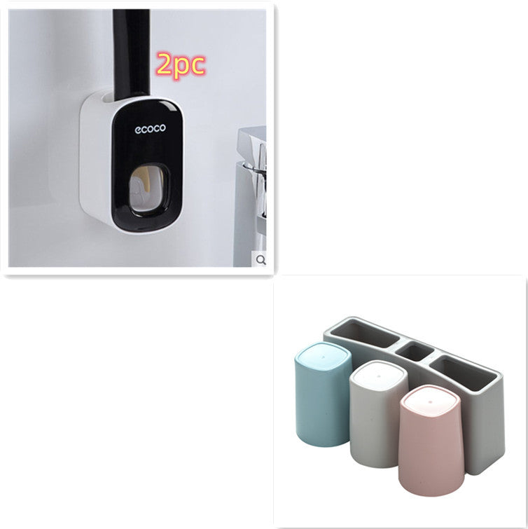 Wall-Mounted Automatic Toothpaste Dispenser – Bathroom Accessories Set with Toothbrush Holder