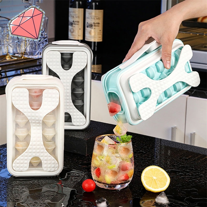 2-in-1 Portable Ice Ball Maker & Water Bottle – Silicone Ice Cube Mold for Creative Diamond-Shaped Ice, Summer Kitchen Gadget