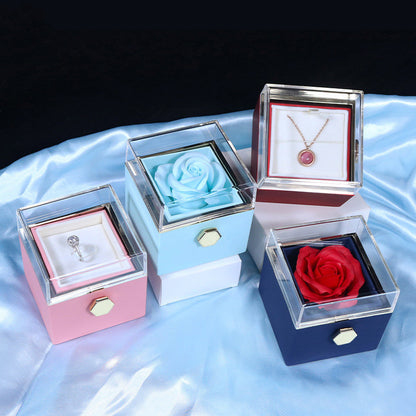 Rotating Rose Flower Gift Box – Creative Jewelry Packaging for Women.