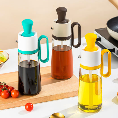 2-in-1 Oil Dispenser with Silicone Brush – Glass Bottle for BBQ, Cooking & Seasoning | Kitchen Spray Bottle Tool