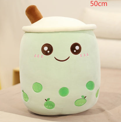 Cute Boba Tea Plush Pillow – Soft Strawberry Milk Tea Bubble Tea Stuffed Toy Cushion for Kids & Gifts