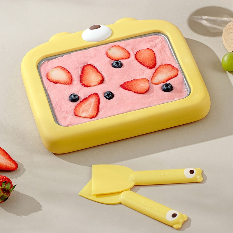 DIY Fried Ice Cream Maker – Plug-Free Frozen Yogurt & Fruit Dessert Roll Machine for Home Use