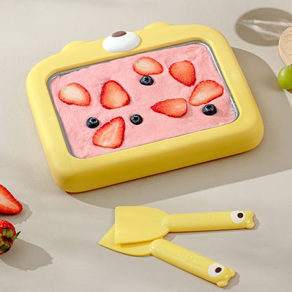 DIY Fried Ice Cream Maker – Plug-Free Frozen Yogurt & Fruit Dessert Roll Machine for Home Use