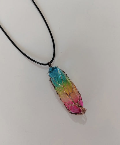 Tree of Life Crystal Pillar Pendant Necklace – Boho Stone Charm Jewelry for Women