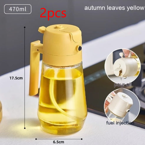 2-in-1 Olive Oil & Vinegar Sprayer – 470ML Glass Dispenser Bottle for Cooking, BBQ, Air Fryer & Salad