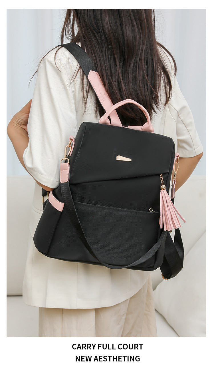 Oxford Cloth Women's Anti-Theft Backpack – Casual Travel & School Bag with Back Zipper and Double Shoulder Straps