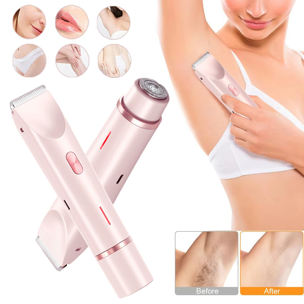2-in-1 Women's Electric Hair Remover – Double Head Wet & Dry Shaver for Body and Bikini Line