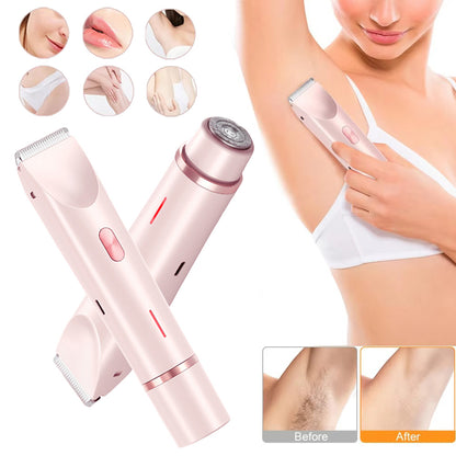2-in-1 Women's Electric Hair Remover – Double Head Wet & Dry Shaver for Body and Bikini Line