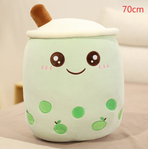 Cute Boba Tea Plush Pillow – Soft Strawberry Milk Tea Bubble Tea Stuffed Toy Cushion for Kids & Gifts