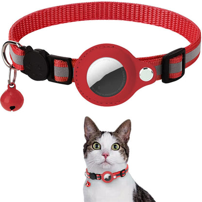 Reflective Waterproof AirTag Collar – Nylon Pet Collar with Protective Holder for Dogs & Cats