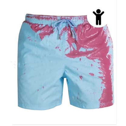 Men’s Color-Changing Swim Trunks – Quick-Dry Summer Beach Shorts with Magic Heat Reactive Fabric