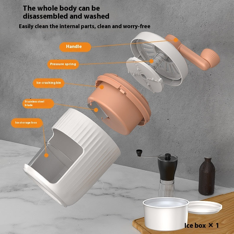 Hand-Cranked Ice Shaver – Manual Snow Cone & Smoothie Maker for Home Use