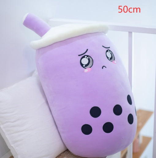 Cute Boba Tea Plush Pillow – Soft Strawberry Milk Tea Bubble Tea Stuffed Toy Cushion for Kids & Gifts