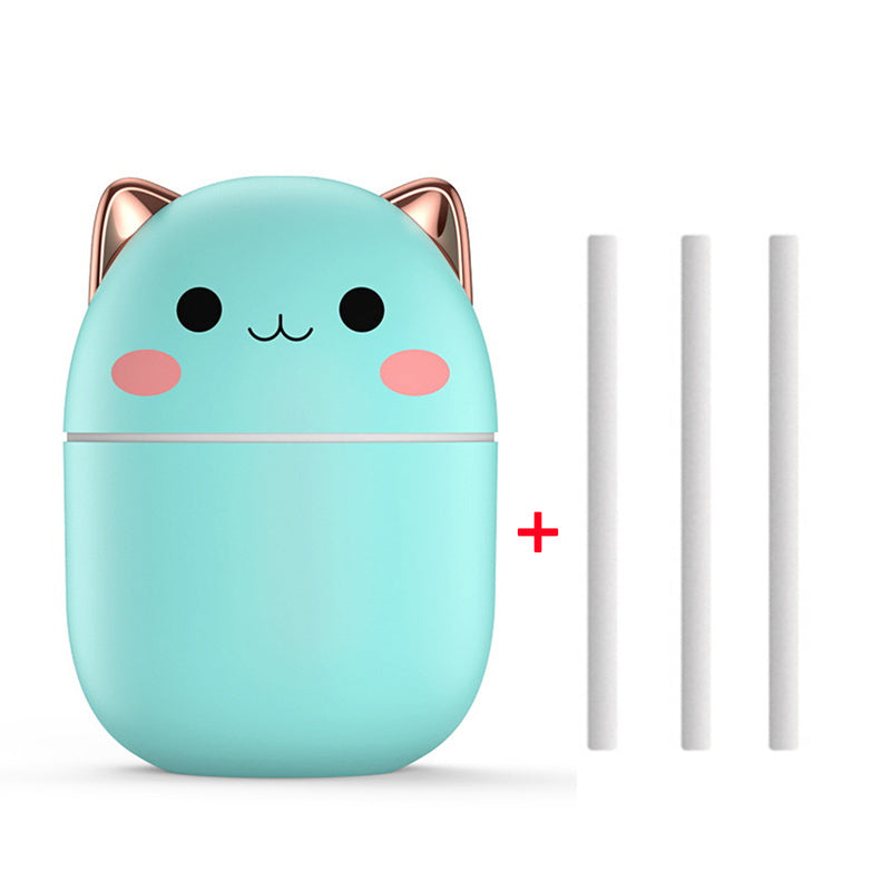 Cute Cat USB Air Humidifier – Ultra-Silent LED Cool Mist Diffuser for Office, Bedroom, Car & Home